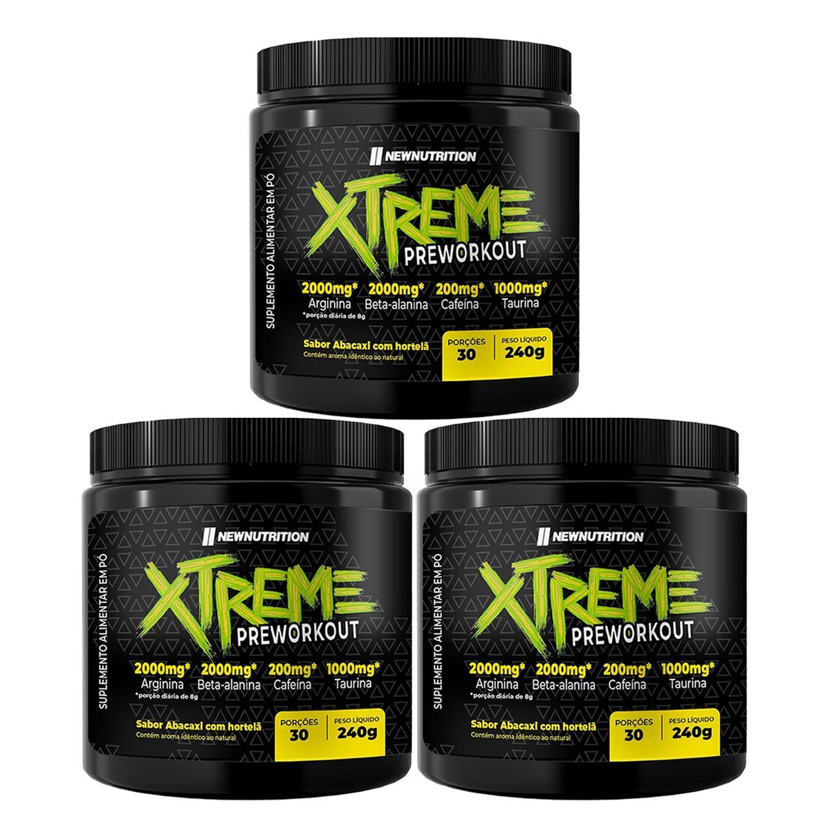 Kit 3X Pr�-treino Xtreme - 240g Abacaxi com Hortel� - NewNutrition