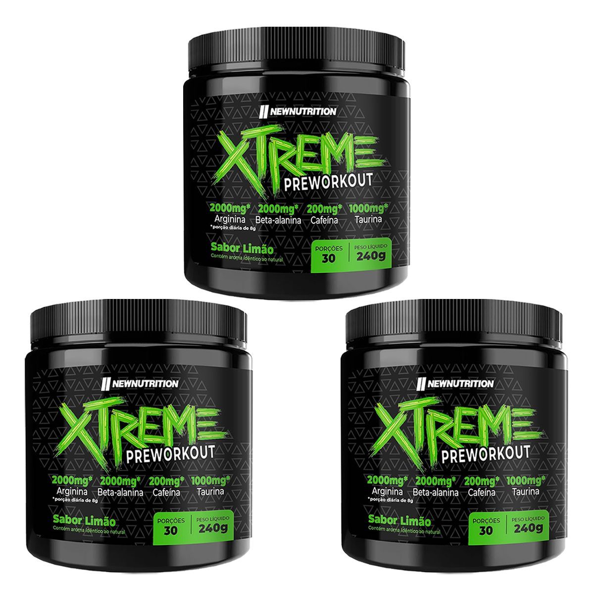 Kit 3X Pr�-treino Xtreme - 240g  Lim�o - NewNutrition