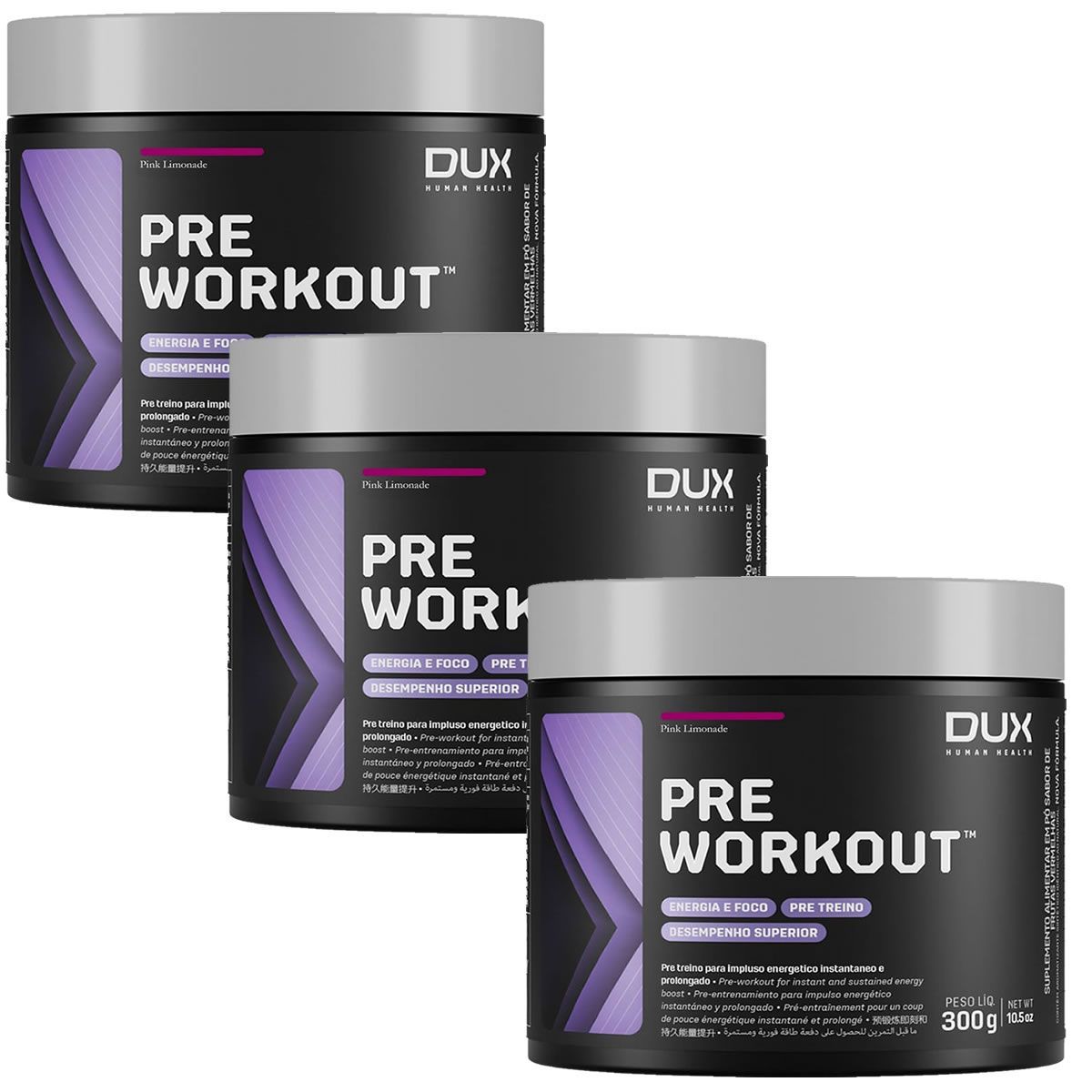 Kit 3X Pre Workout Original - 300g Pink Lemonade - Dux Nutrition