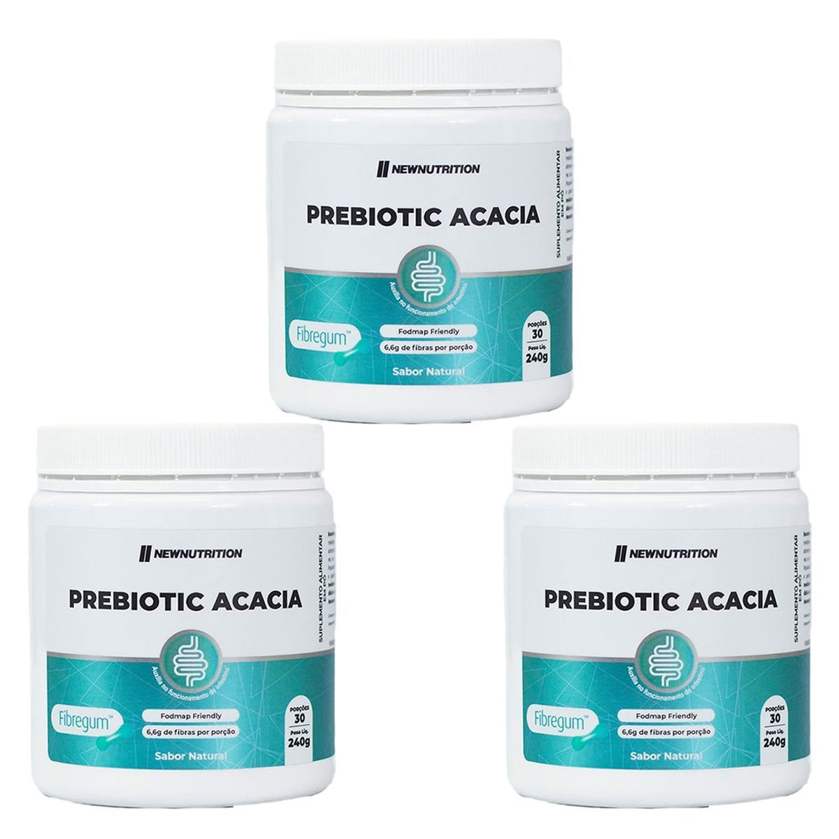 Kit 3X Prebiotic Acacia - 240g Sabor Natural - NewNutrition