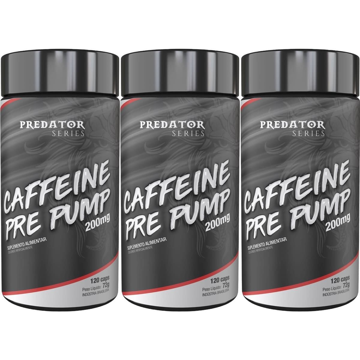 Kit 3X Predator Caffeine Pre Pump 200mg - 120 C�psulas - Nutrata