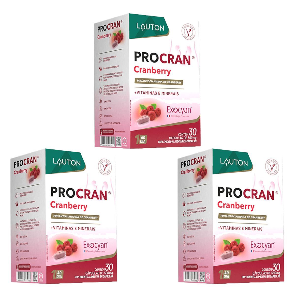 Kit 3X Procran Cranberry - 30 C�psulas - Lauton Nutrition