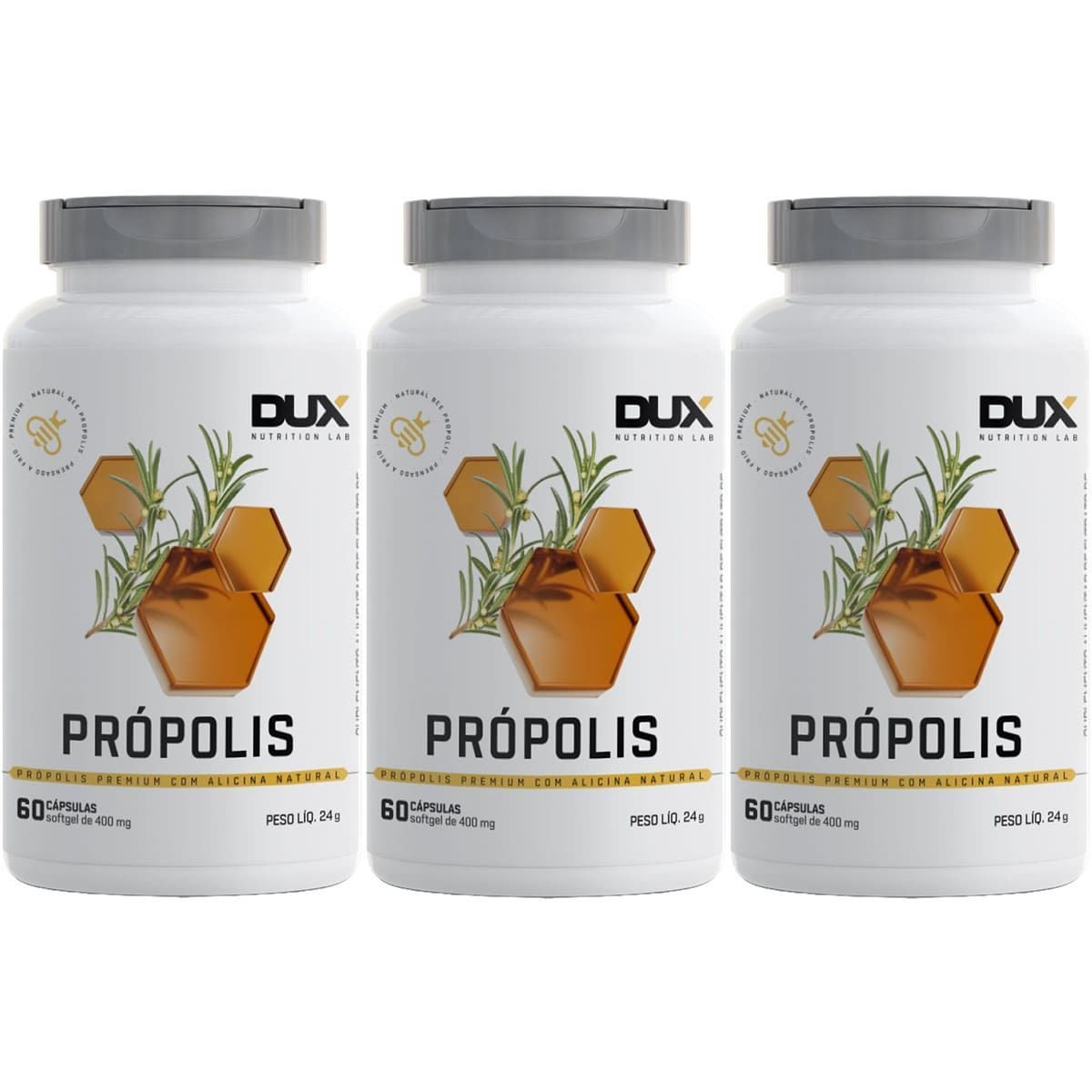 Kit 3X Pr�polis Com Alho - 60 c�psulas - Dux Nutrition