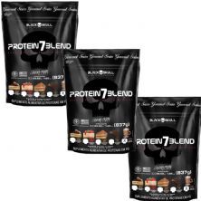 Kit 3X Protein 7Blend Gourmet - 837g Refil Moccha Coffee - Black Skull