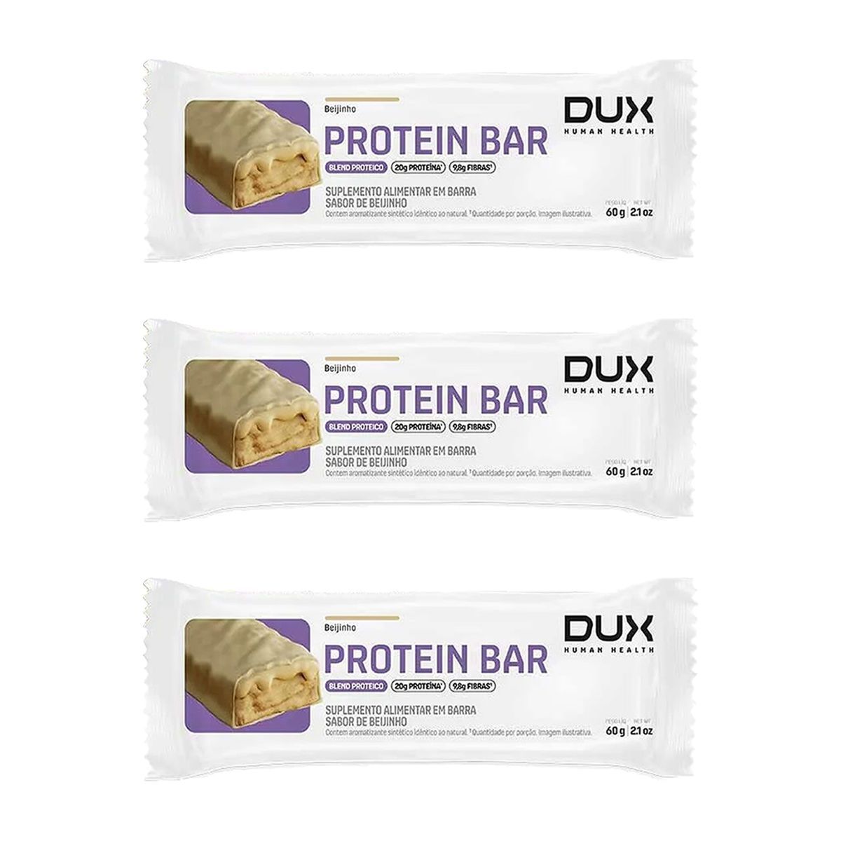 Kit 3X Protein Bar - 1 Unidade 60g Beijinho - Dux Nutrition