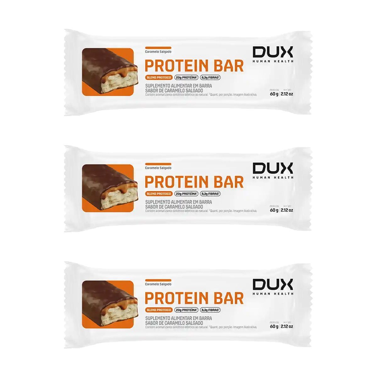 Kit 3X Protein Bar - 1 Unidade 60g Caramelo Salgado - Dux Human Healt