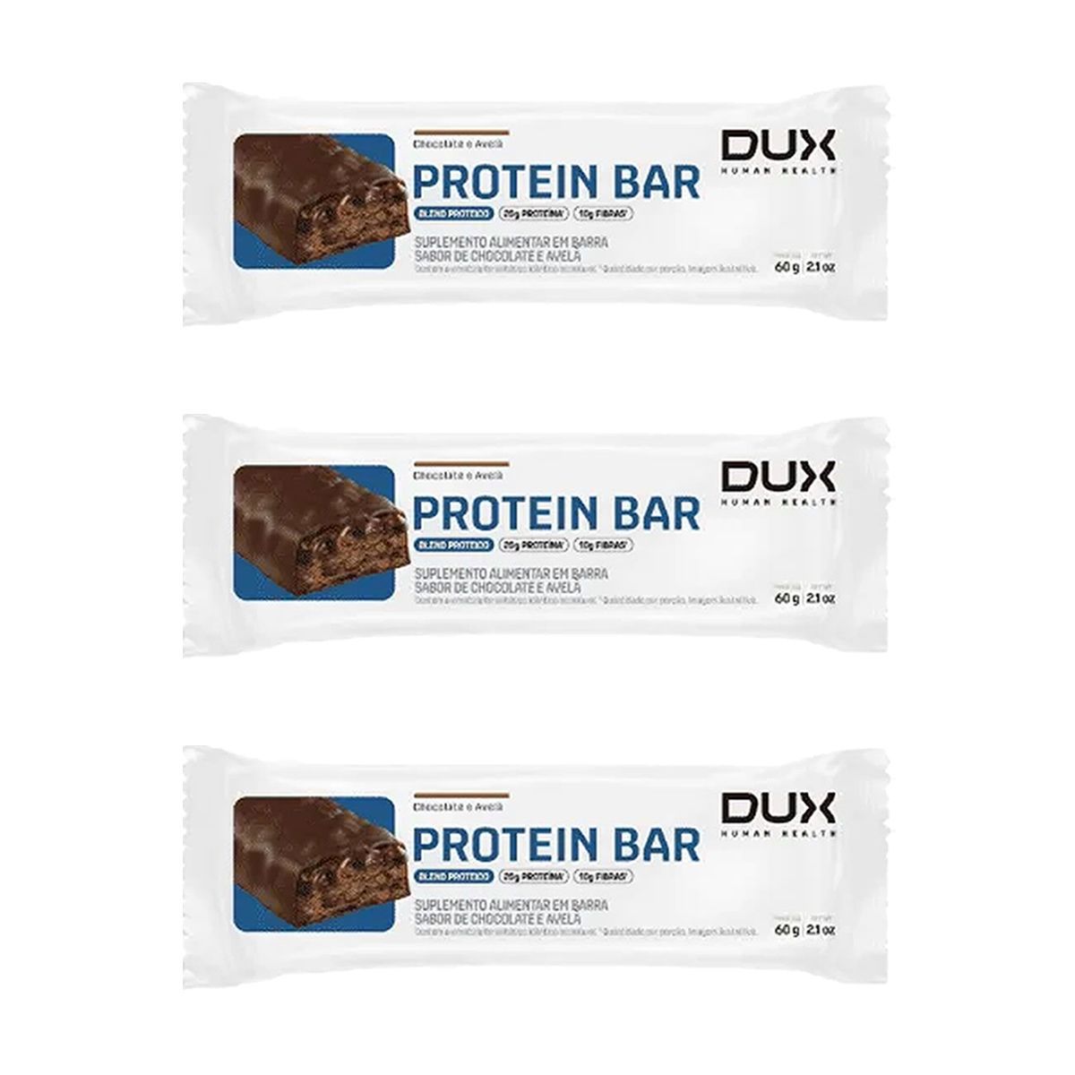 Kit 3X Protein Bar - 1 Unidade 60g Chocolate e Avel� - Dux Nutrition