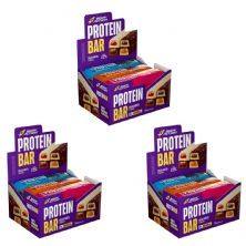 Kit 3X Protein Bar - 12 Unidades de 55g Mista - Bodyaction