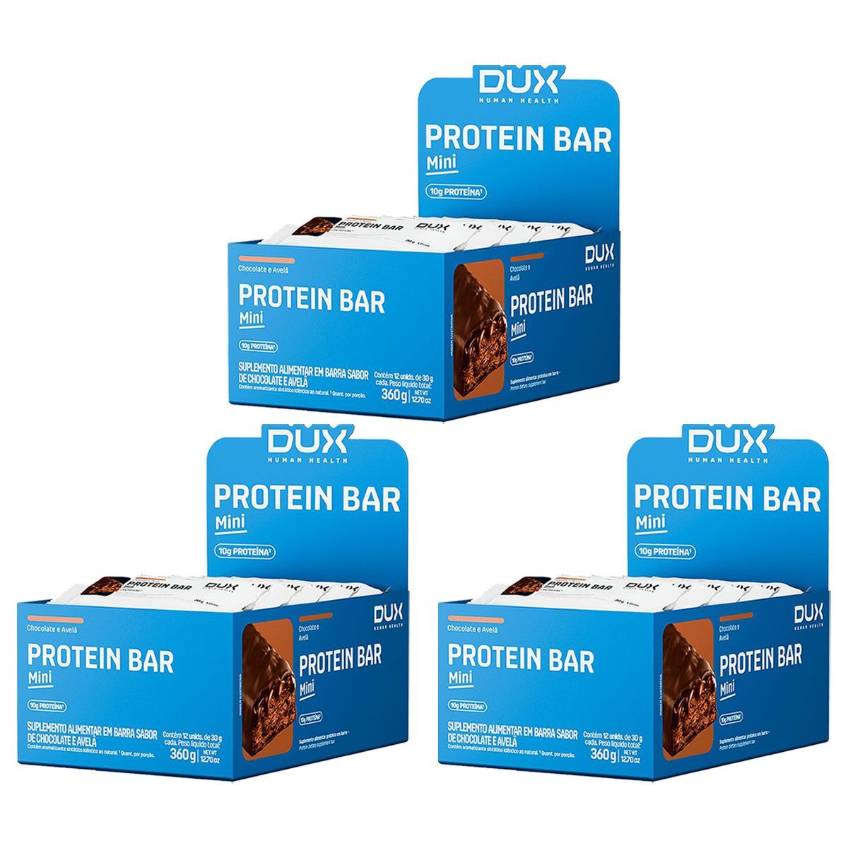 Kit 3X Protein Bar Mini - 12 Unidade 30g Chocolate e Avel� - Dux Human Healt