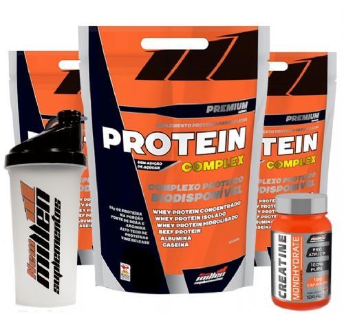 Kit 3x Protein Complex - Morango 1800g - New Millen * Gr�tis Creatina