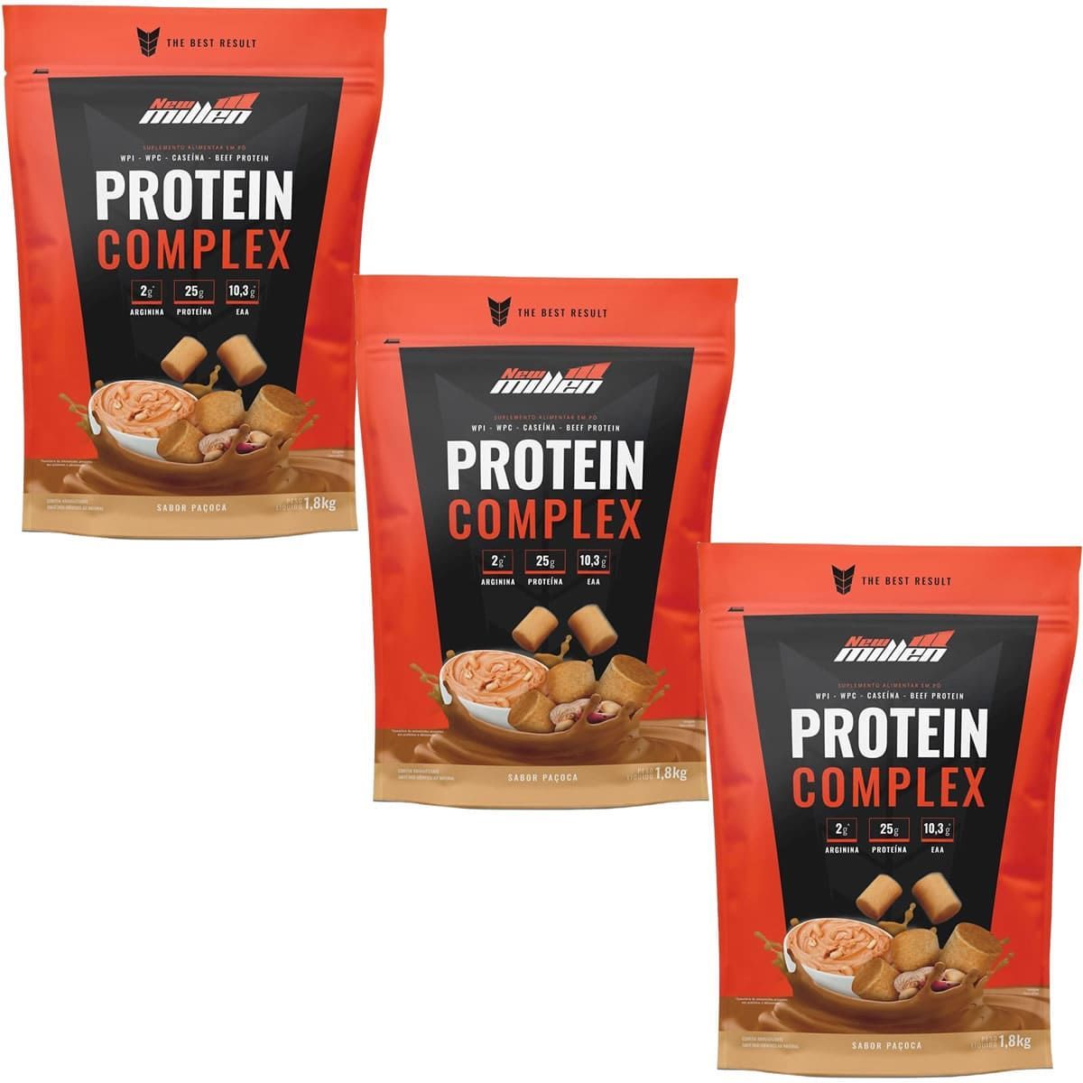 Kit 3X Protein Complex - 1800g Refil Pa�oca - New Millen