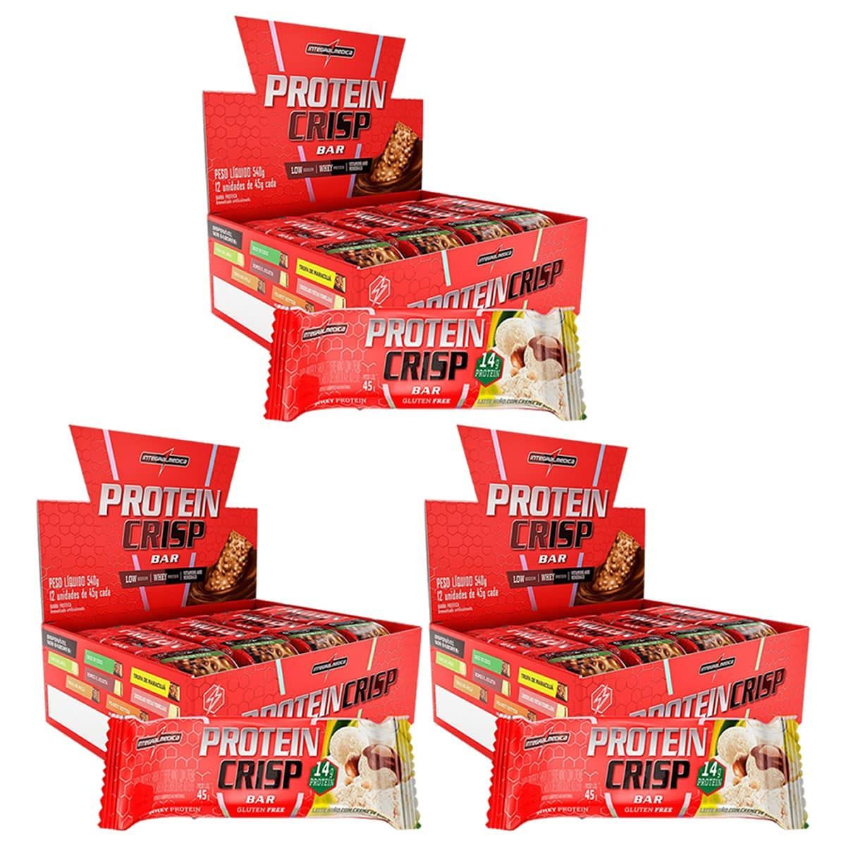 Kit 3X Protein Crisp Bar - 12 Unidades 45g Leite Nino com Creme de  Avel� - IntegralM�dica