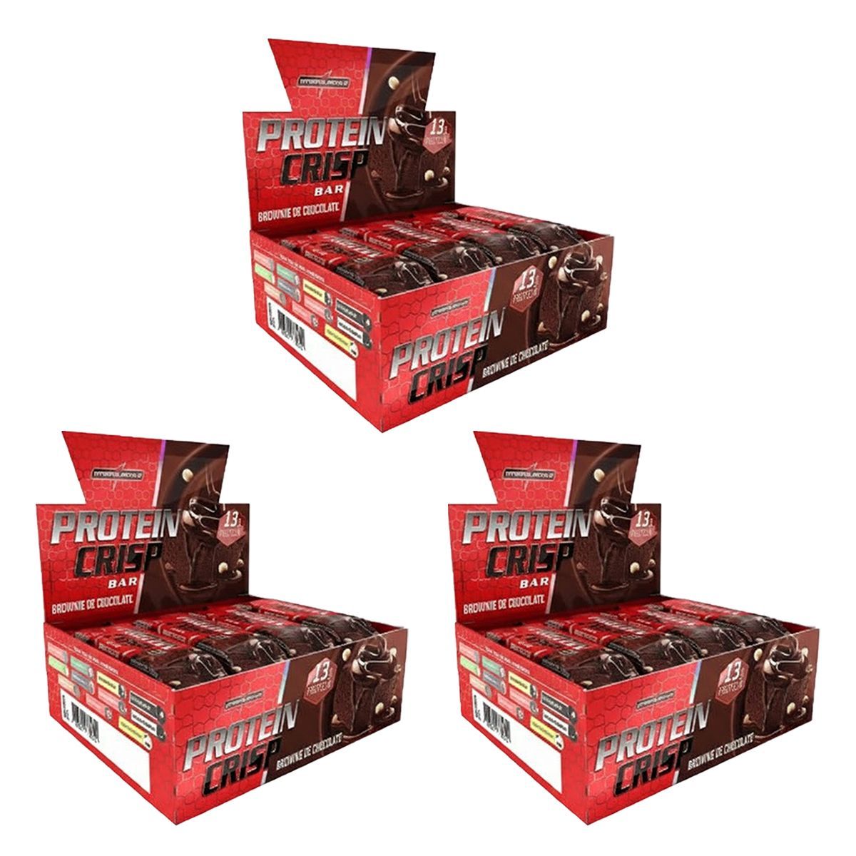 Kit 3X Protein Crisp Bar - 12 Unidades de 45g Brownie de Chocolate - IntegralM�dica
