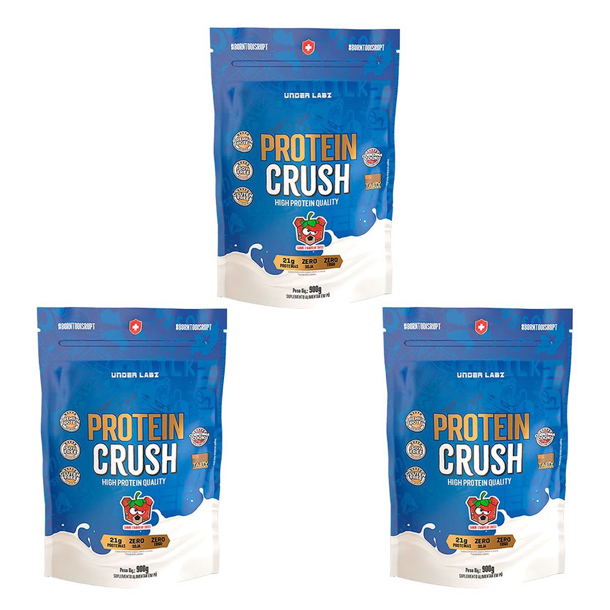 Kit 3X Protein Crush - 900g Refil Strawbear Swiss - Under Labz