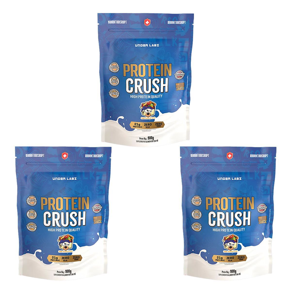 Kit 3X Protein Crush - 900g Refil Vitamina de Frutas - Under Labz
