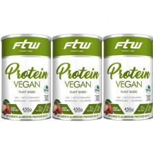 Kit 3X Protein Vegan Plant Based - 450g Cacau - FTW