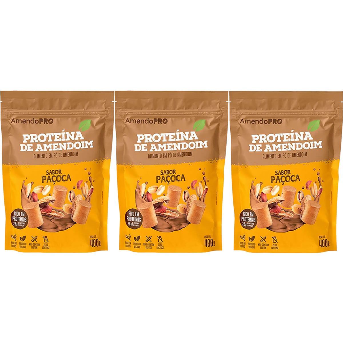 Kit 3X Proteina de Amendoim - Refil 400g Pa�oca - AmendoPro
