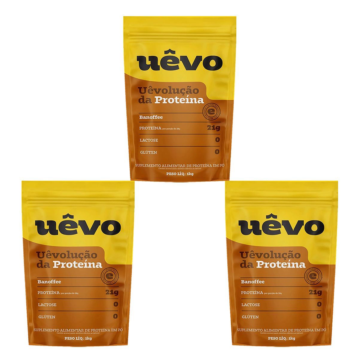 Kit 3X Proteina de Ovo em P� - 1000g Refil Banofee - U�vo