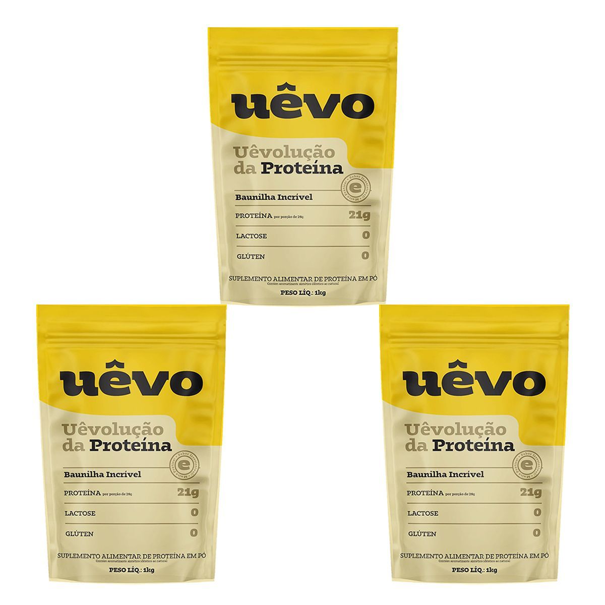 Kit 3X Prote�na U�vo - 1000g Refil Baunilha - U�vo