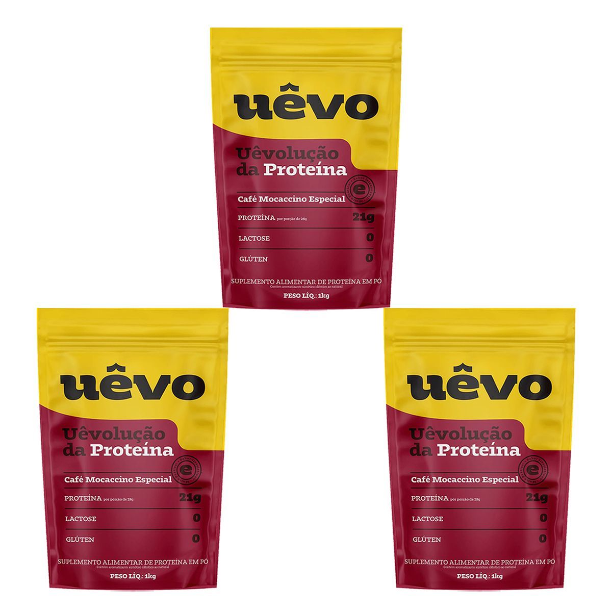 Kit 3X Prote�na U�vo -1000g Refil Caf� Mocaccino - U�vo