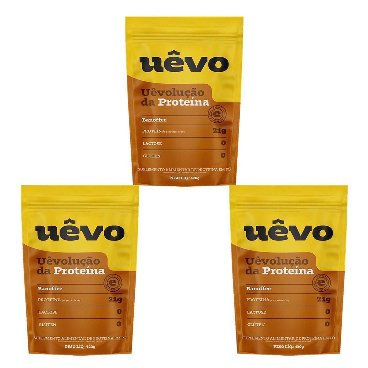 Kit 3X Prote�na U�vo - 420g Refil Banoffe - U�vo