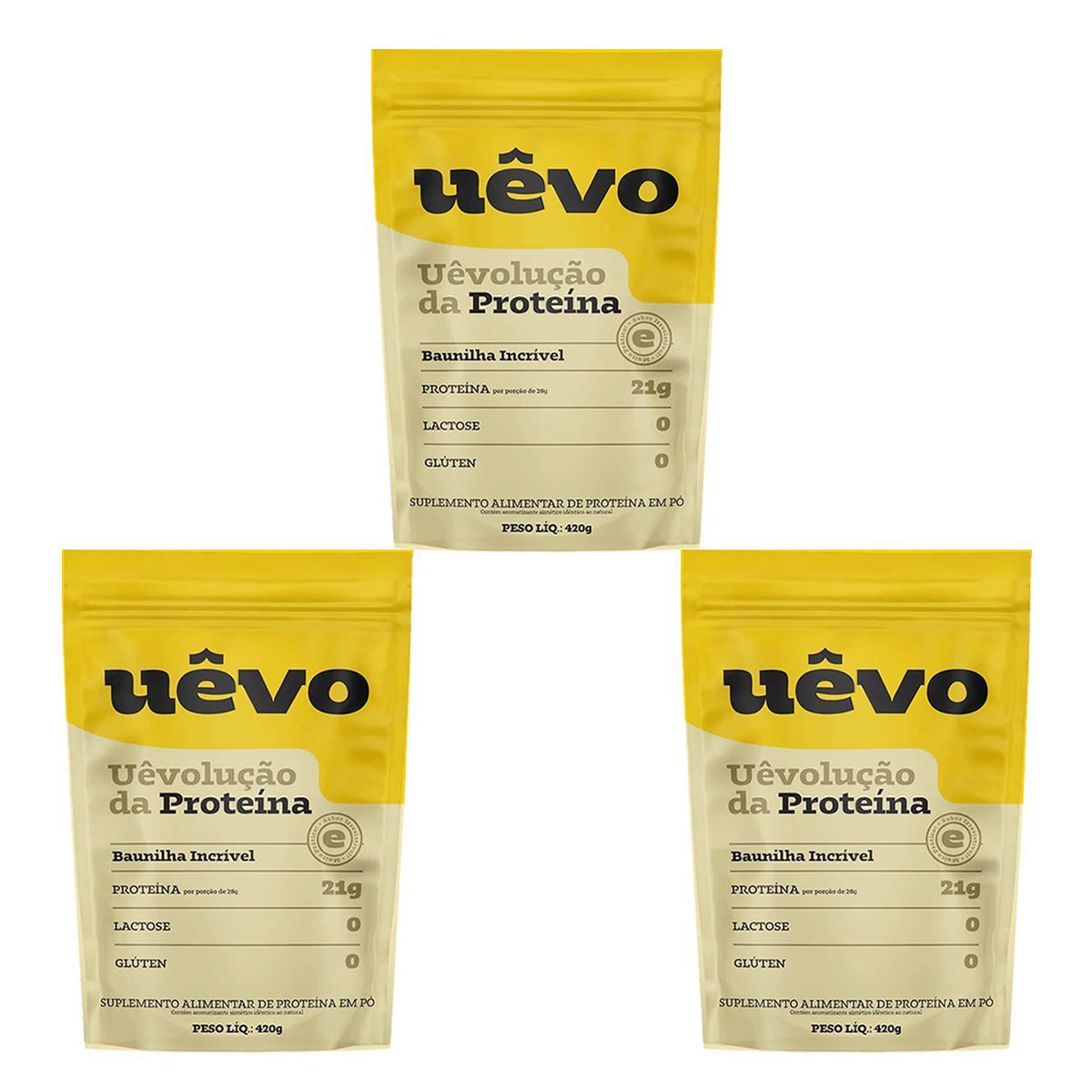 Kit 3X Prote�na U�vo - 420g Refil Baunilha - U�vo
