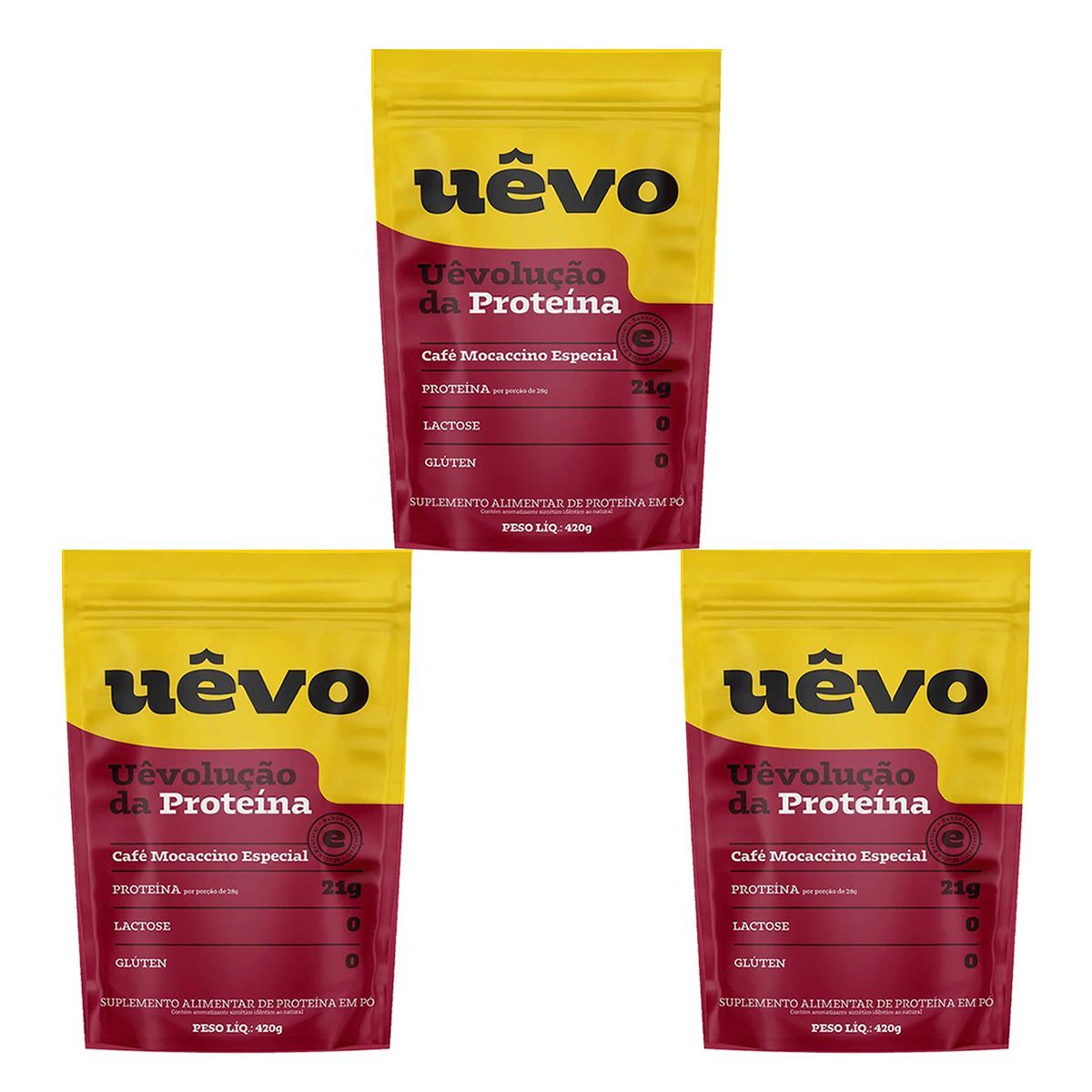 Kit 3X Prote�na U�vo - 420g Refil Caf� Mocaccino - U�vo