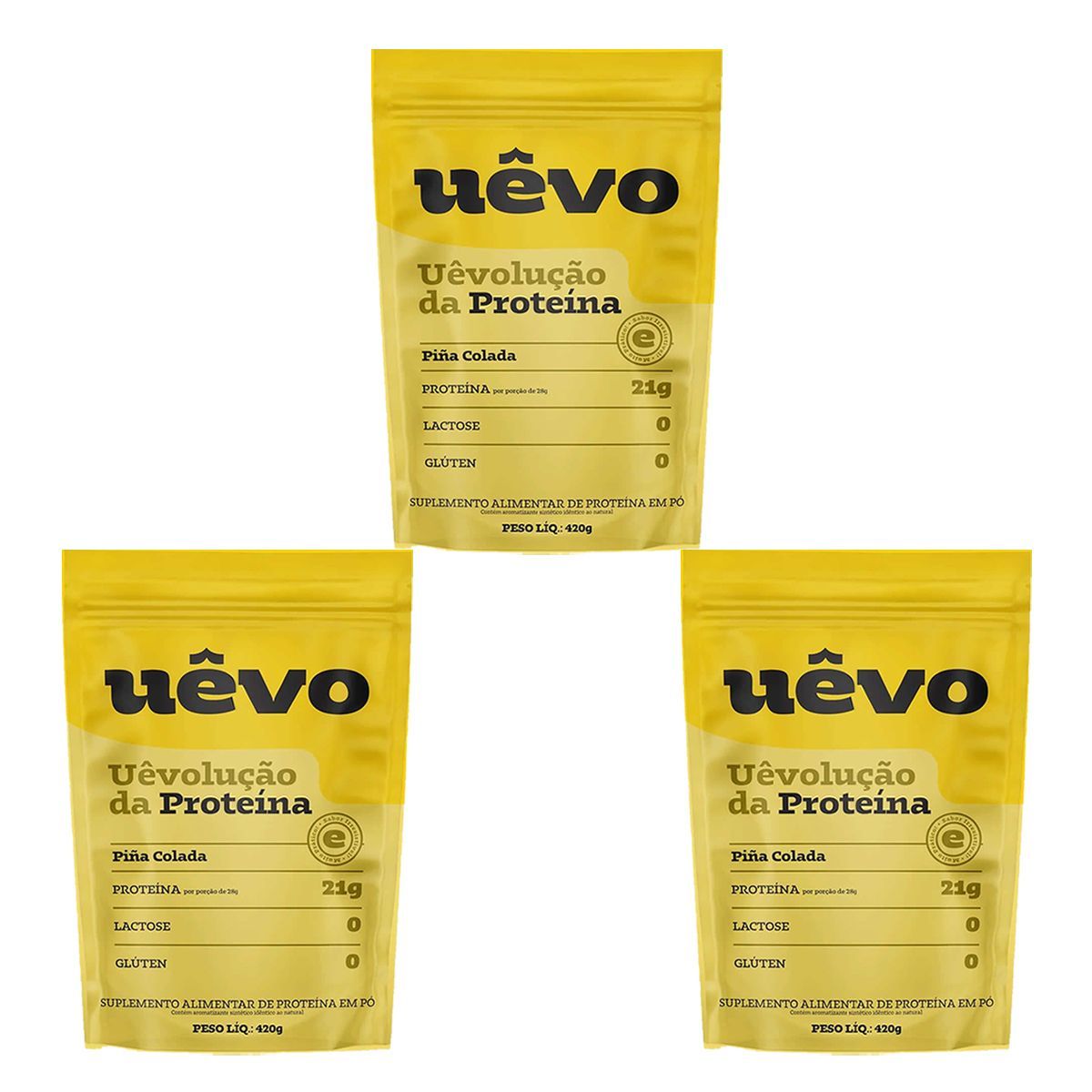 Kit 3X Prote�na U�vo - 420g Refil Pina Colada - U�vo