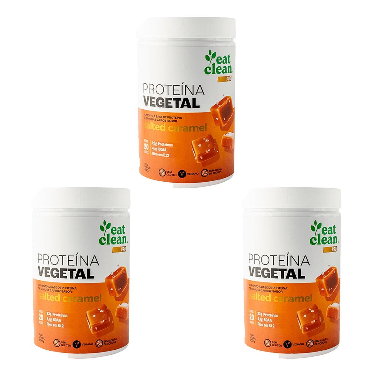 Kit 3X Prote�na Vegetal - 600g Salted Caramel - Eat Clean