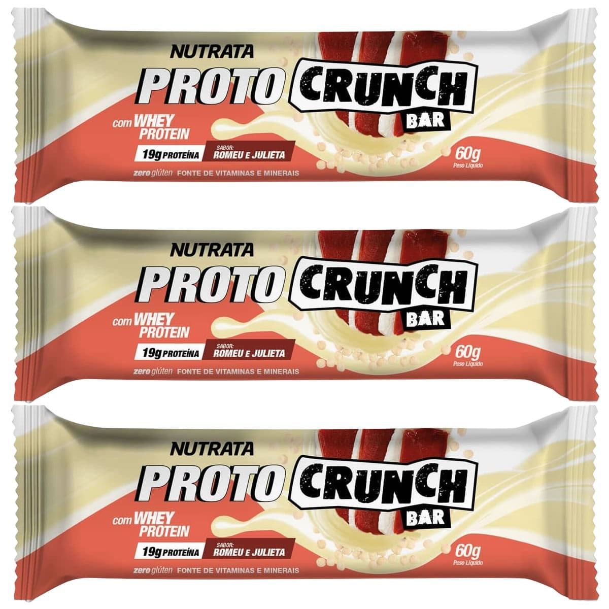 Kit 3X Proto Crunch Bar - 1 Barra de 60g Romeu e Julieta - Nutrata