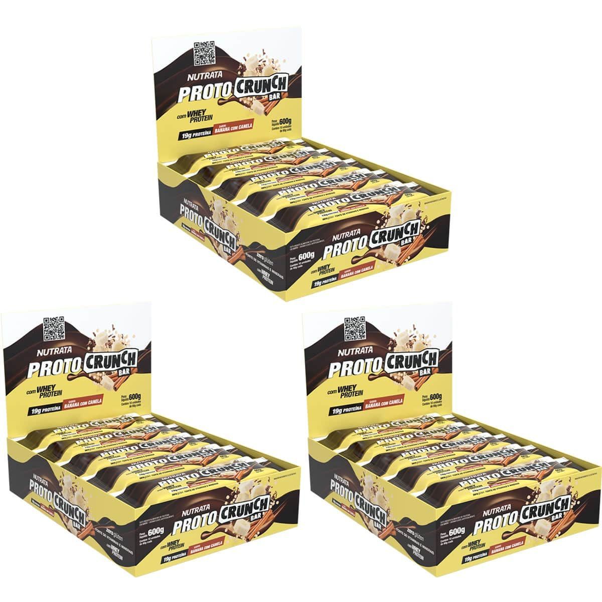 Kit 3X Proto Crunch Bar - 10 Barras de 60g Banana com Canela - Nutrata