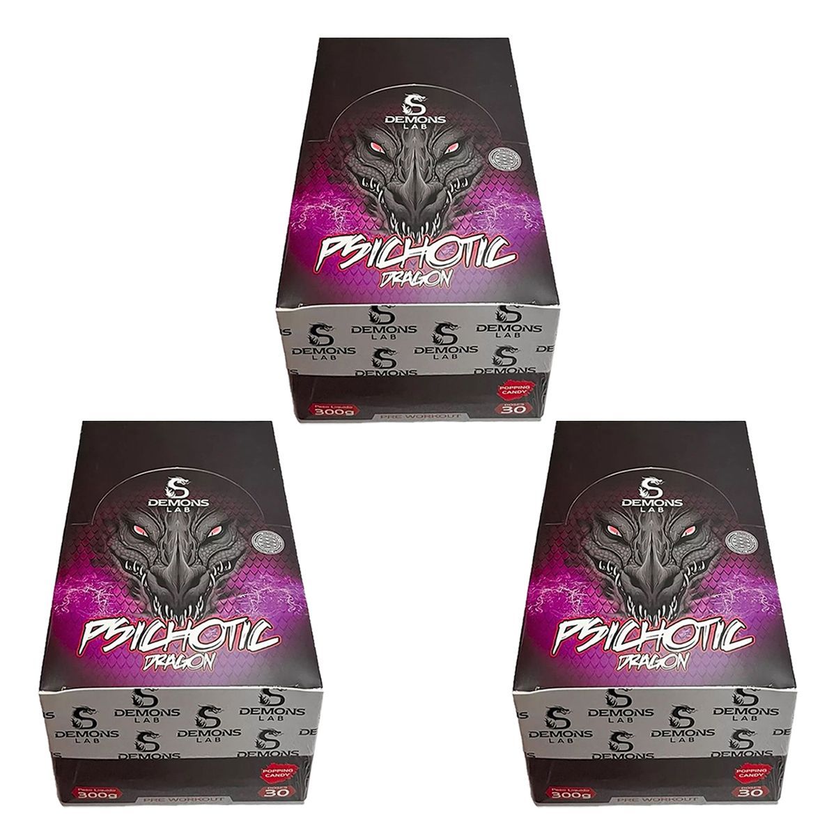 Kit 3X Psichotic Dragon - 30 Sach�s de 10g Fruit Punch - Demons Lab