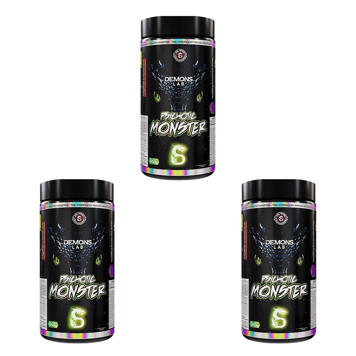 Kit 3X Psichotic Monster - 350g Fruit Punch - Demons Lab