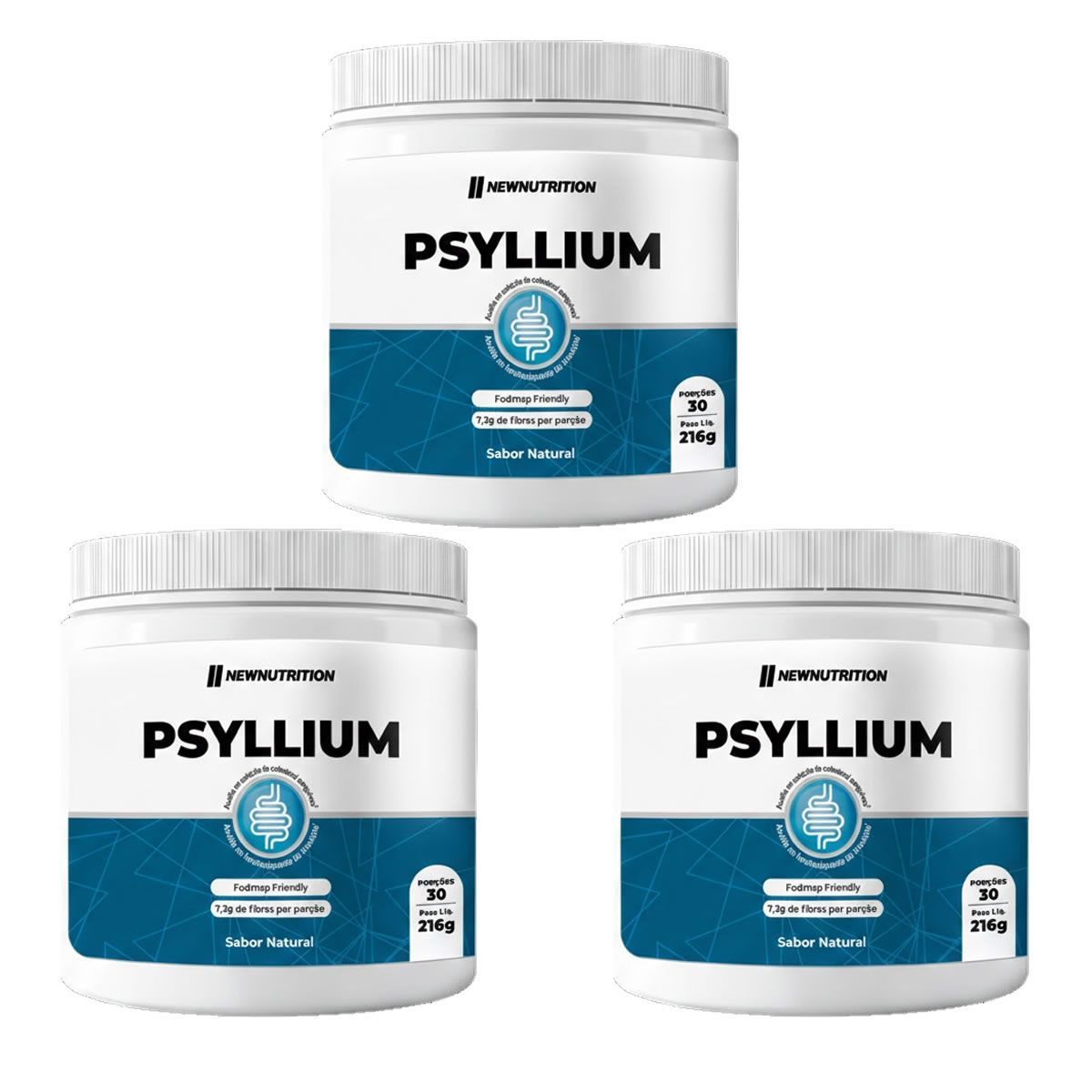 Kit 3X Psyllium - 216g Sem Sabor- NewNutrition