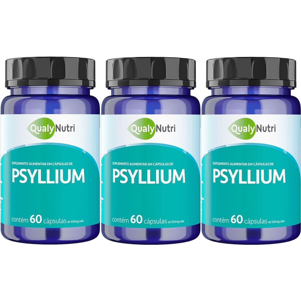 Kit 3X Psyllium - 60 C�psulas - QualyNutri