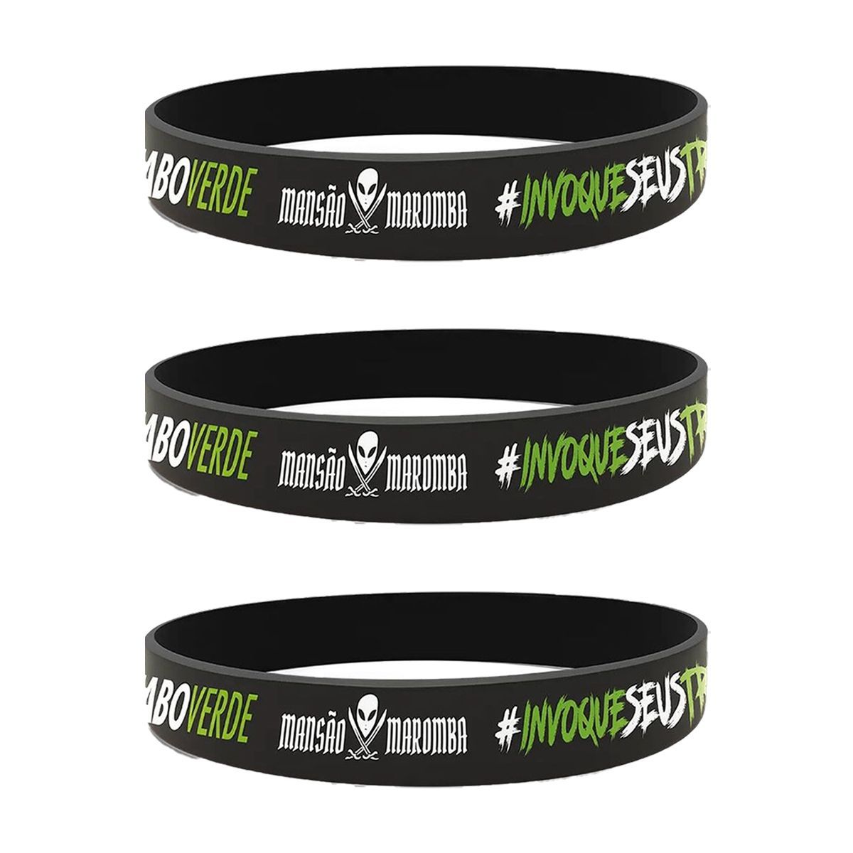 Kit 3X Pulseira de Silicone - Diabo Verde - FTW