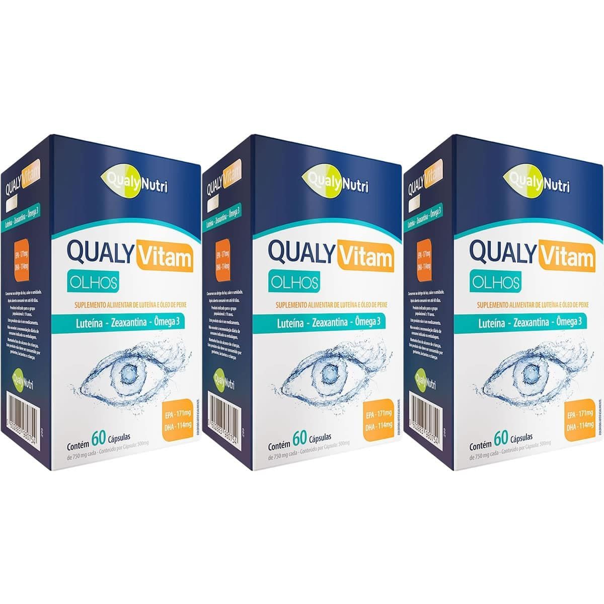Kit 3X Qualy Vitam Olhos - 60 C�psulas - QualyNutri