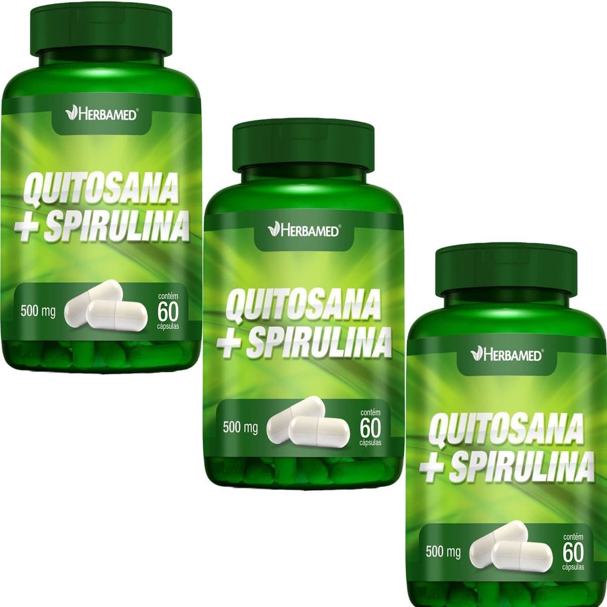 Kit 3X Quitosana + Spirulina - 60 C�psulas - Herbamed