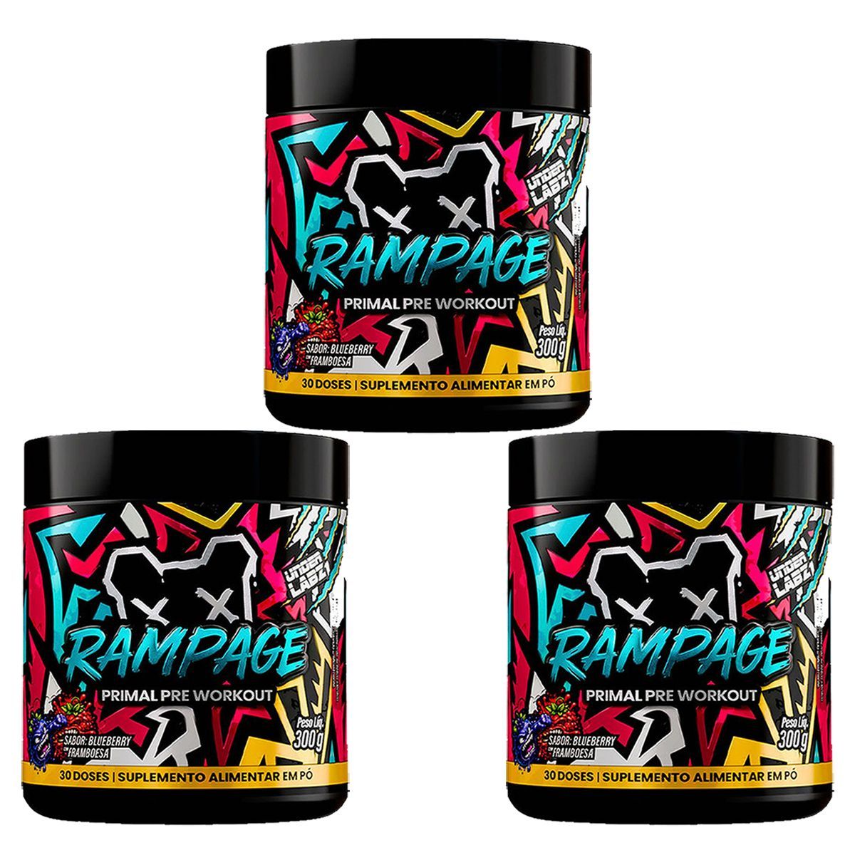 Kit 3X Rampage - 300g Blueberry Com Framboesa - Under Labz