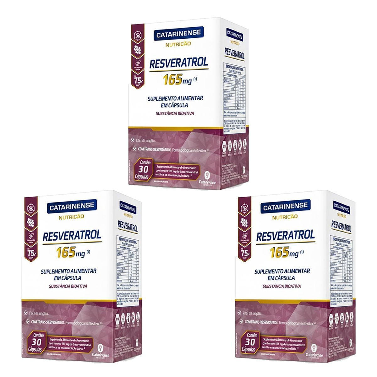 Kit 3X Resveratrol - 30 C�psulas - Catarinense Nutri��o