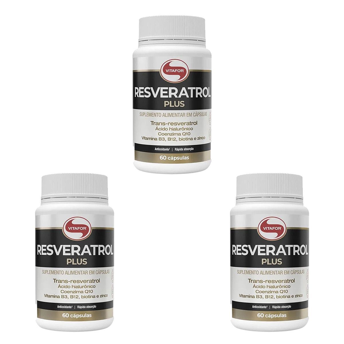 Kit 3X Resveratrol Plus - 60 C�psulas - Vitafor