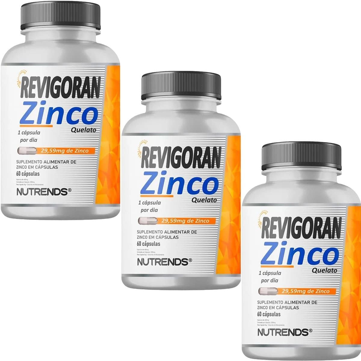 Kit 3X Revigoran Zinco Quelato 400mg - 60 C�spulas - Nutrends