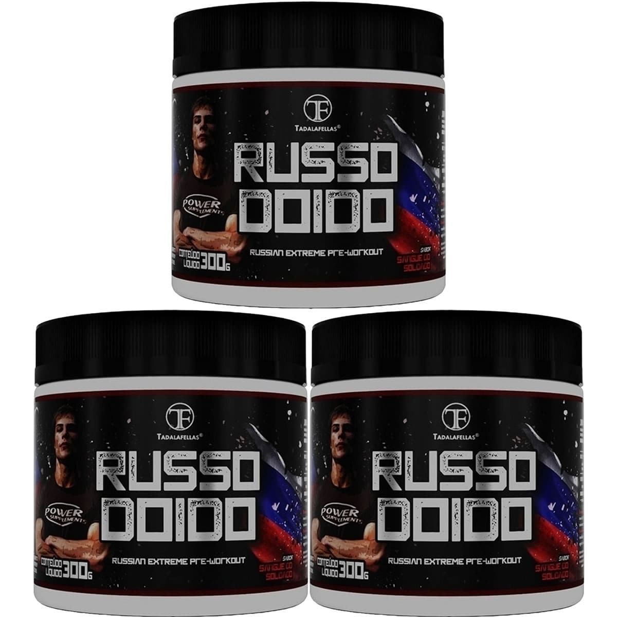 Kit 3X Russo Doido Pre-Workout  - 300g Sangue do Soldado - Power Supplements
