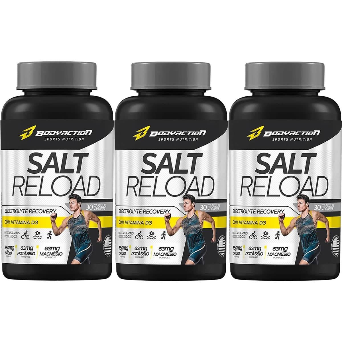 Kit 3X Salt Reload - 30 C�psulas - BodyAction