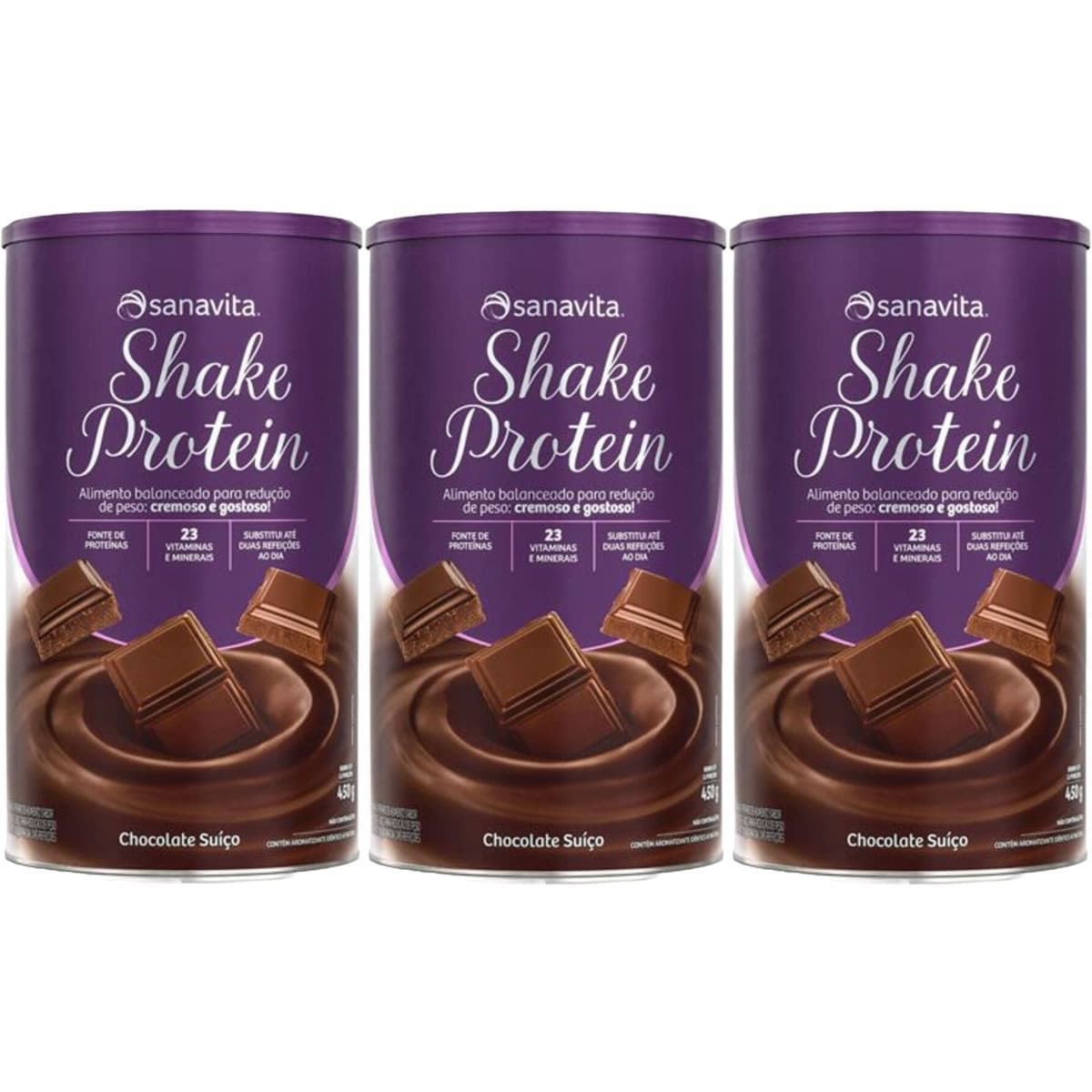 Kit 3X Shake Protein - 450g Chocolate Su��o - Sanavita