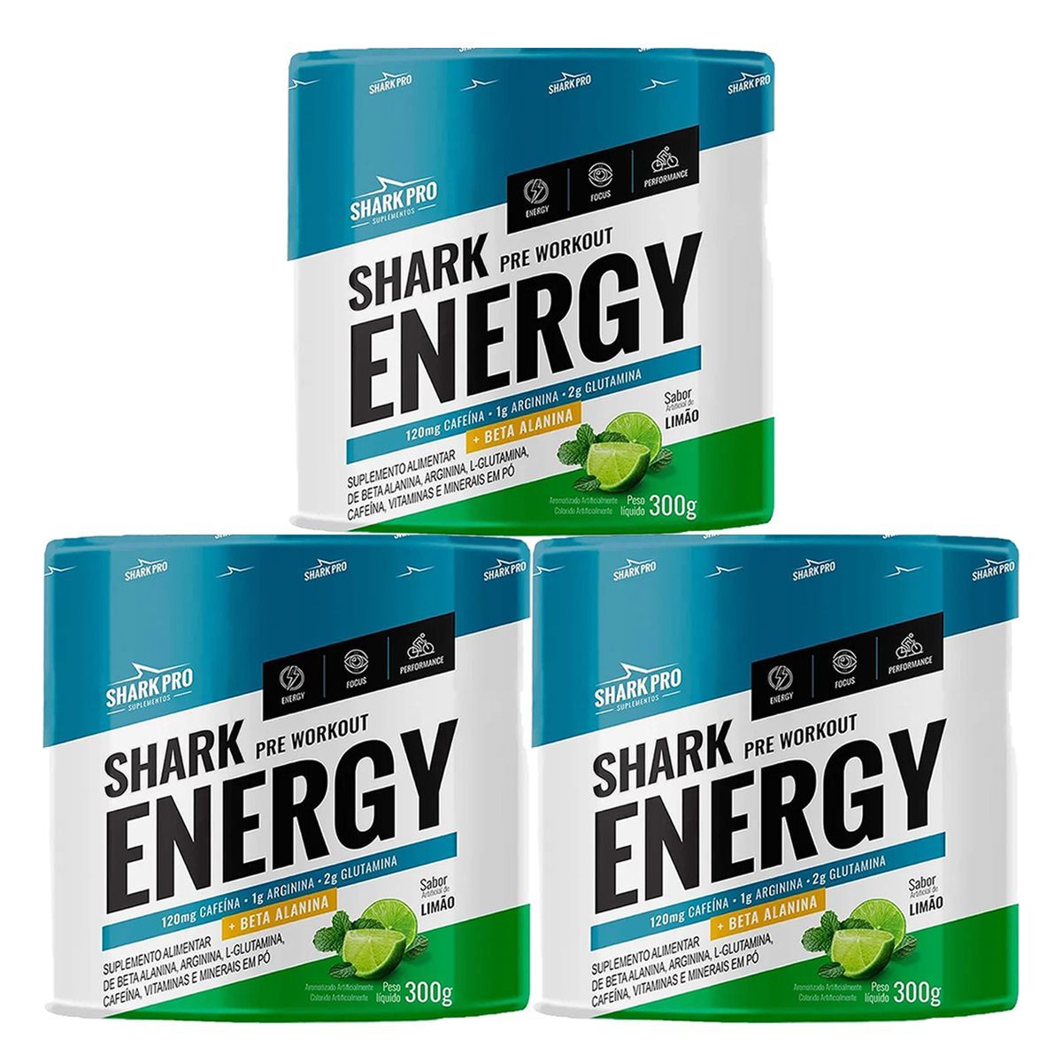 Kit 3X Shark Energy - 300g Lim�o - Shark Pro