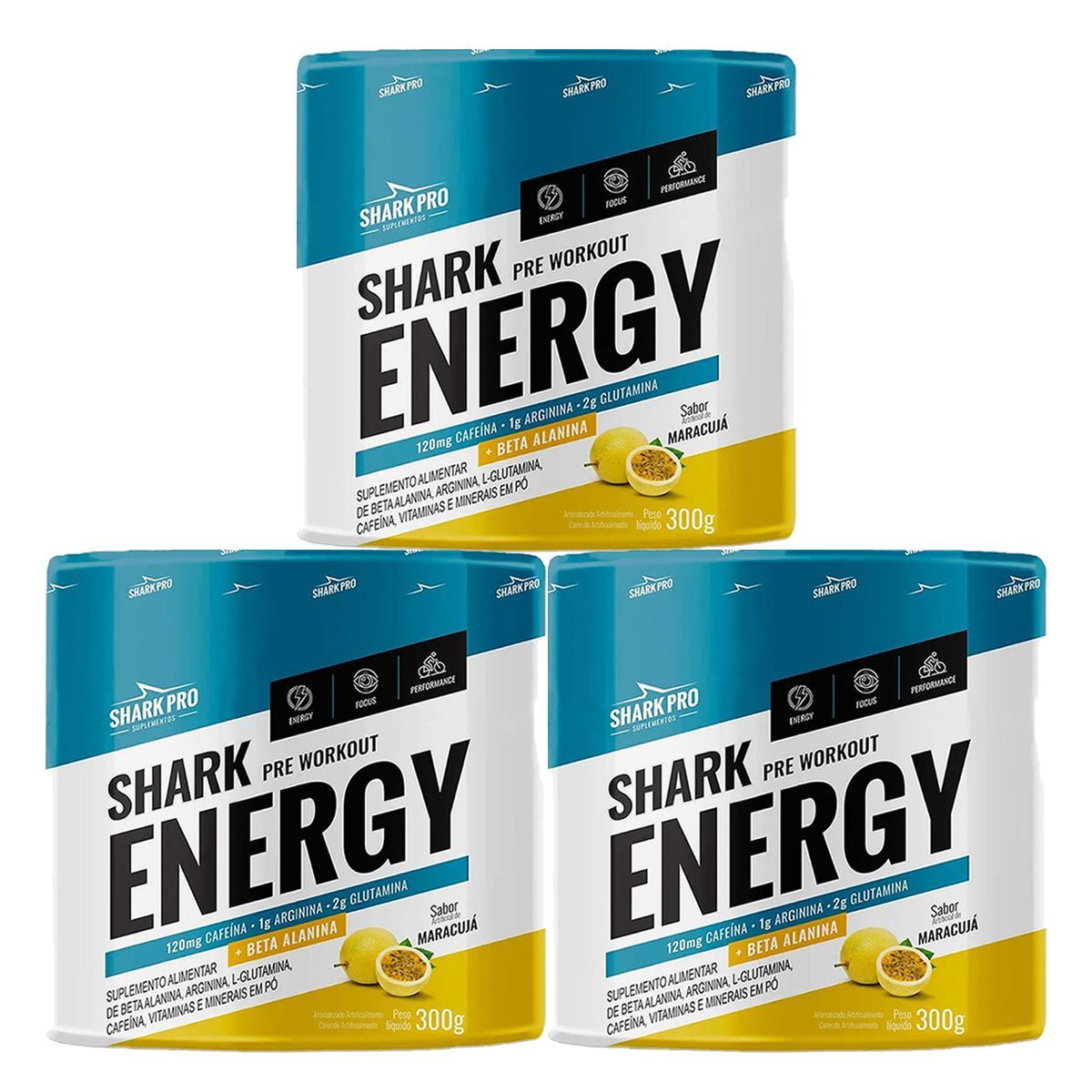 Kit 3X Shark Energy - 300g Maracuj� - Shark Pro