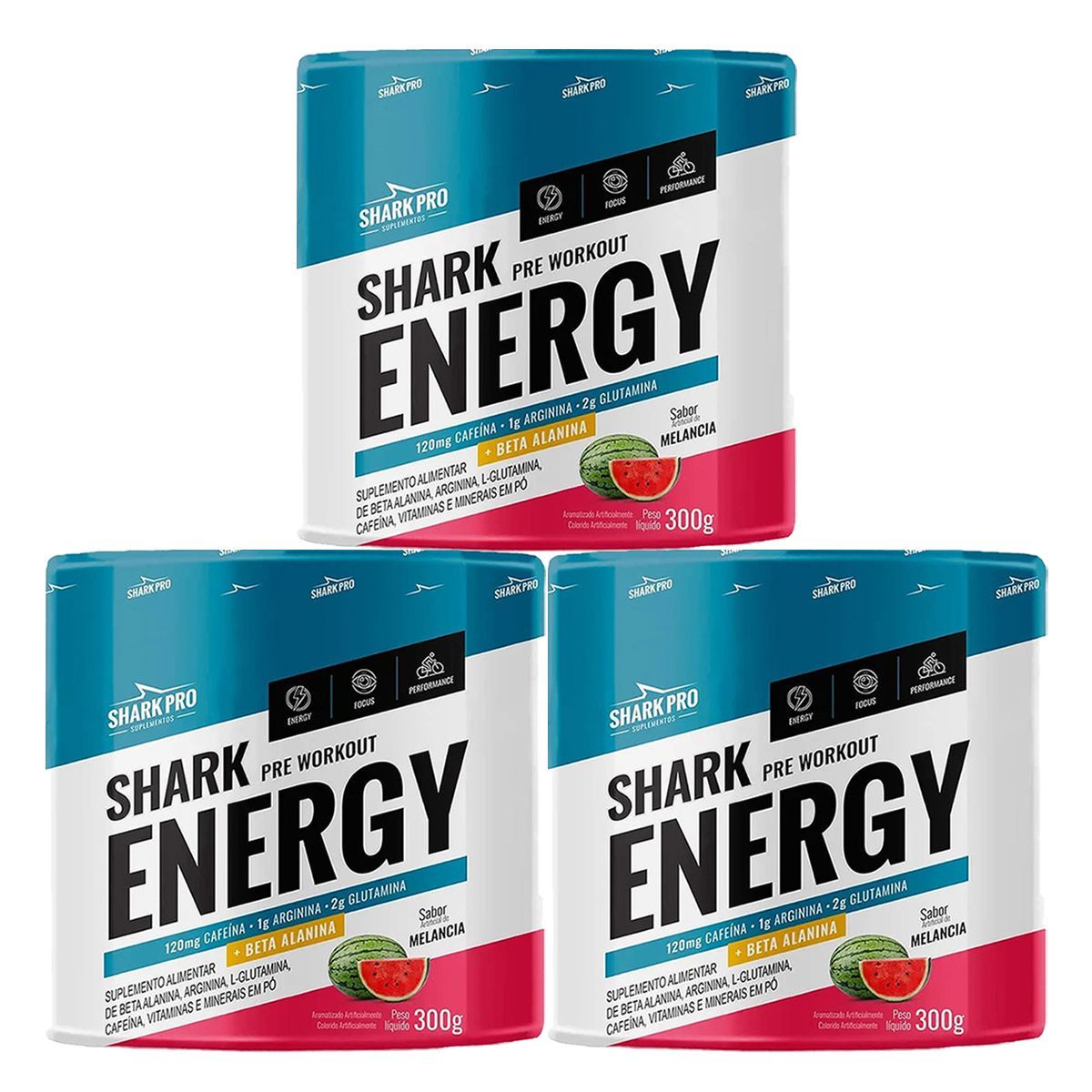 Kit 3X Shark Energy - 300g Melancia - Shark Pro