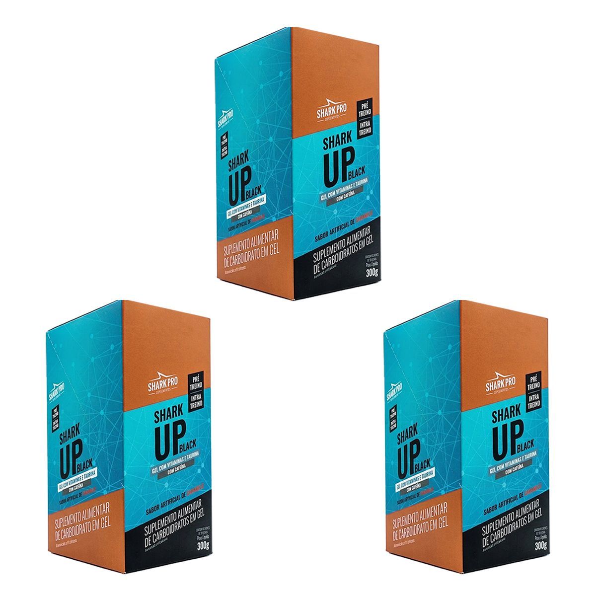 Kit 3X Shark Up Black Gel - 10 Sach�s 30g Caramelo - Shark Pro