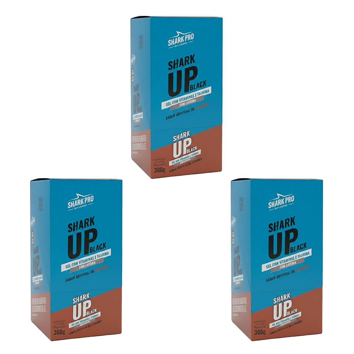 Kit 3X Shark Up Black Gel - 10 Sach�s 30g Caramelo - Shark Pro